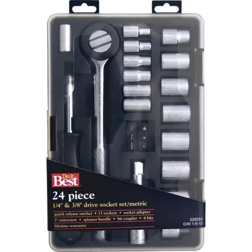 328553 Do it Best 24-Piece 1/4 In. & 3/8 In. Drive Metric Socket Set