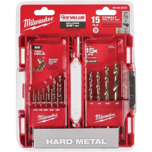 48-89-2331 Milwaukee Red Helix 15-Piece Cobalt Drill Bit Set