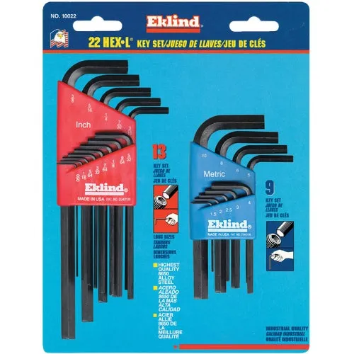 10022 Eklind 22-Piece Combination Hex Key Set
