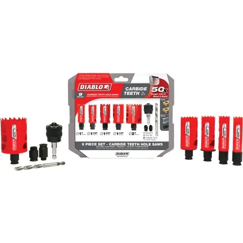 DHS09SGPCT Diablo 9-Piece Carbide Hole Saw Set