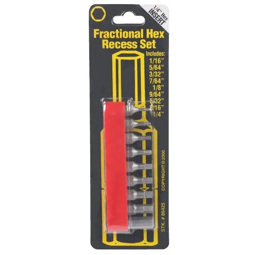 86425 Best Way Tools 9-Piece Hex Fractional Insert Screwdriver Bit Set
