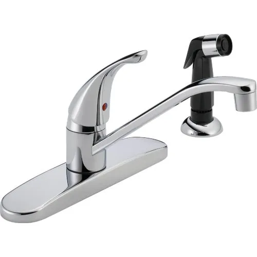 P115LF Peerless Single Lever Kitchen Faucet with Black Side Sprayer Image