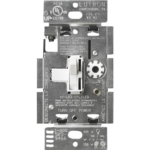 TGCL-153PH-IV Lutron Toggler LED/CFL Slide Dimmer Switch