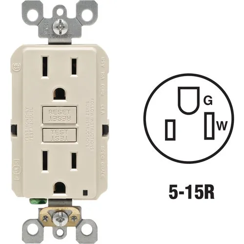 R00-GFNT1-00K Leviton SmartLockPro Self-Test Rounded Corner GFCI Outlet