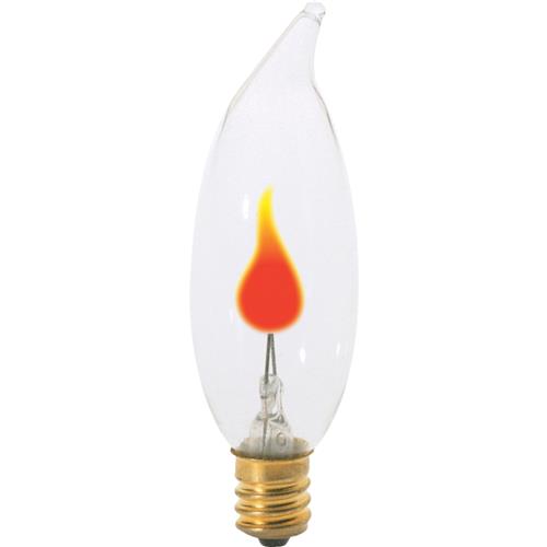 S3756 Satco 3W Candelabra CA8 Incandescent Flicker Flame Decorative Light Bulb
