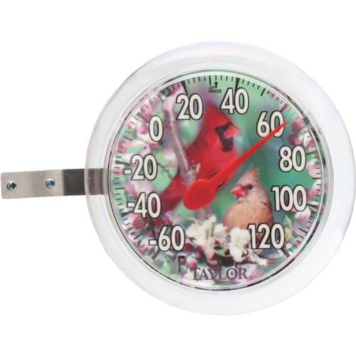 5632 Taylor Cardinal Bunting Dial Outdoor Wall Thermometer