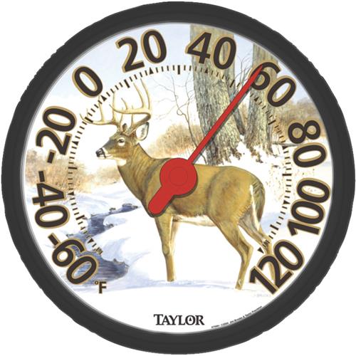 6709E Taylor Image Gallery Deer Dial Outdoor Wall Thermometer