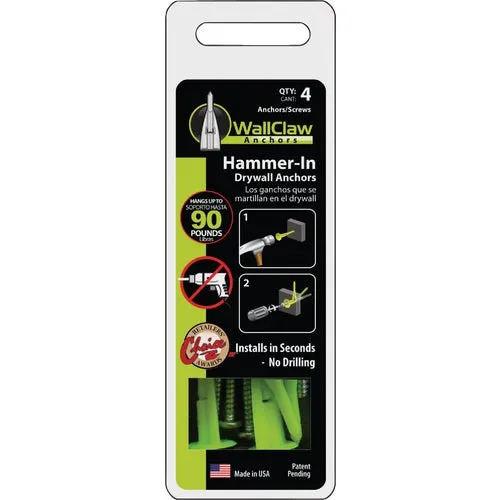 PCK-WC10-YS WallClaw Anchors Drywall Plastic Anchor