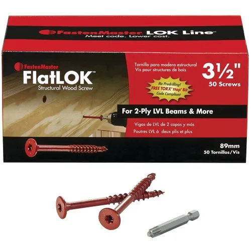 FMFL005-50 FastenMaster FlatLok Engineered Structural Wood Screw