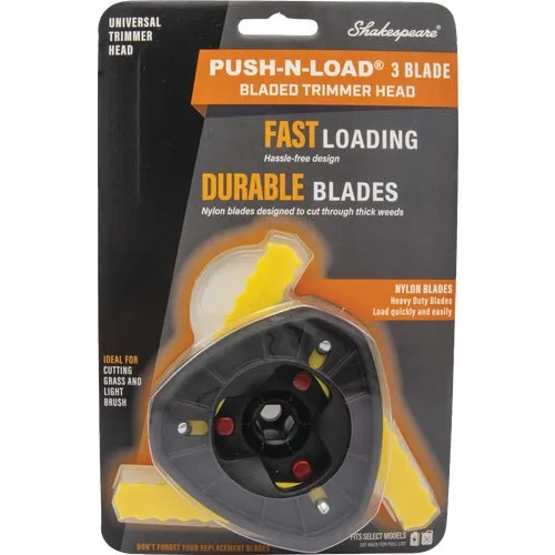 17255 Shakespeare Push-N-Load 3-Blade Fixed Feed Universal Shaft Replacement Trimmer Head