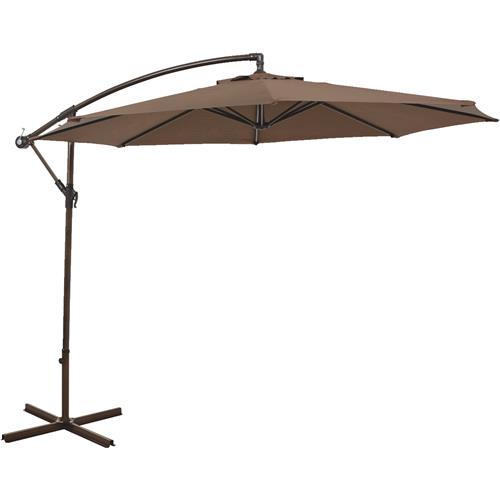 TJAU-005A BRN Outdoor Expressions 10 Ft. Round Steel Offset Patio Umbrella