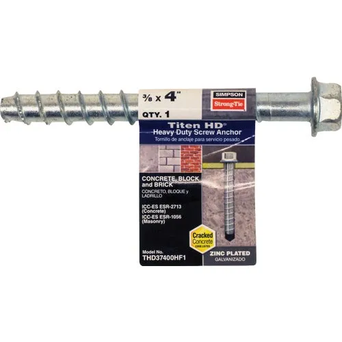 THD37400HF1 Simpson Strong-Tie Titen HD Carbon Steel Concrete Screw Anchor