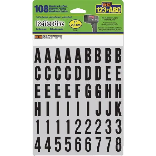 MM-21 Midwest Fastener Hy-Ko Reflective Number & Letter Set