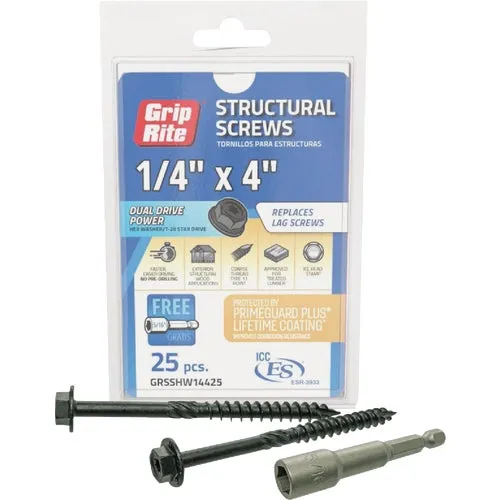 GRSSHW14425 Grip-Rite PrimeGuard Plus Hex Washer Head Structure Screws