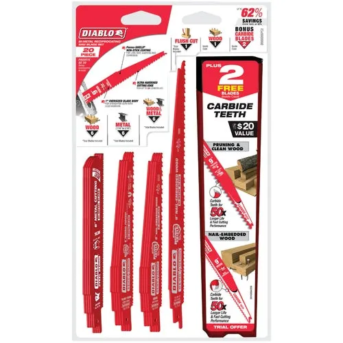 DS0020SPC2 Diablo 20-Piece Demolition Reciprocating Saw Blade Set