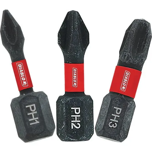 DPHV1-S3 Diablo 3-Piece Phillips 1 In. Impact Screwdriver Bit Set