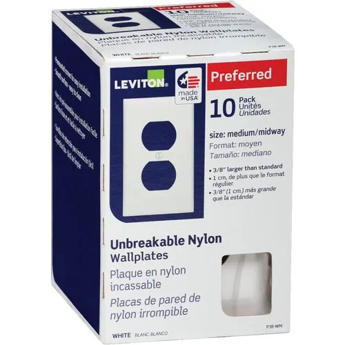 M52-00PJ8-0WM Leviton Mid-Way Thermoplastic Nylon Outlet Wall Plate