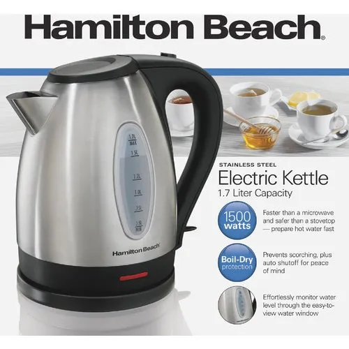 40880G Hamilton Beach Cordless Electric Stainless Steel Kettle