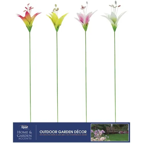 QEL642A Alpine Metal Lily Flower Garden Stake