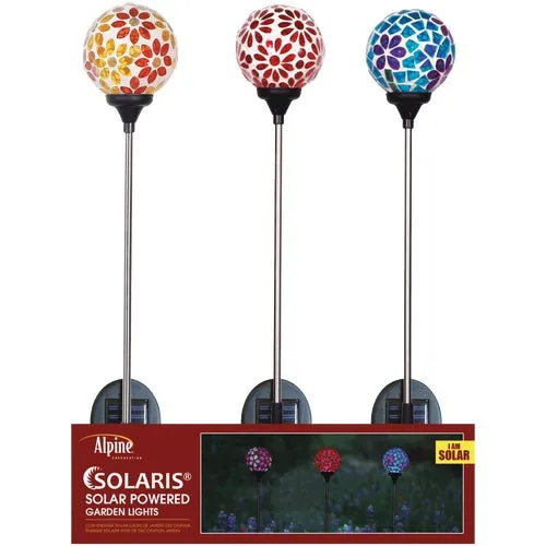 QLP1396ABB Alpine Mosaic Glass Daisy Solar Stake Light