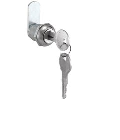 Picture of a cabinet hardware lock with keys.