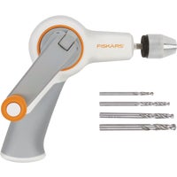 Image of a hand crank drill with drill bits.