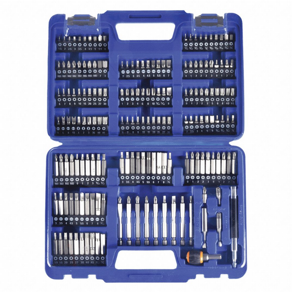 Screwdriver Bit Set: Screwdriver Bit Set, 175 No. of Pieces, 1/4 in Hex Shank Size, Steel  Image