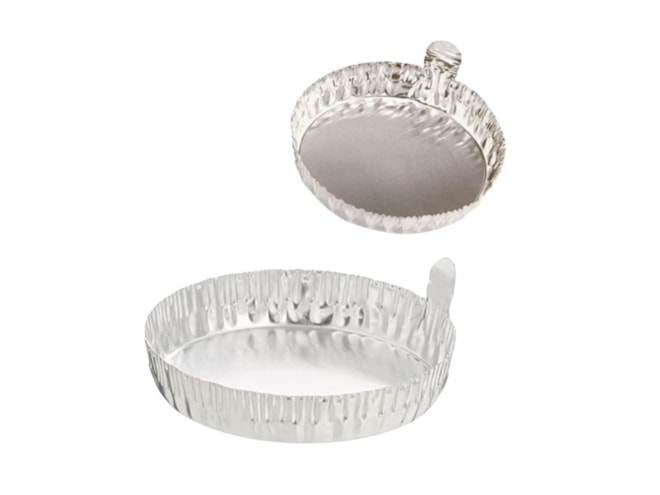 Eagle Thermoplastics® D28-500 Round Dish With Crimped Sides And Tab, Aluminum. 