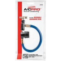 Picture of an automotive air conditioning recharge hose in packaging.