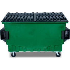 Picture of a large green trash bin.